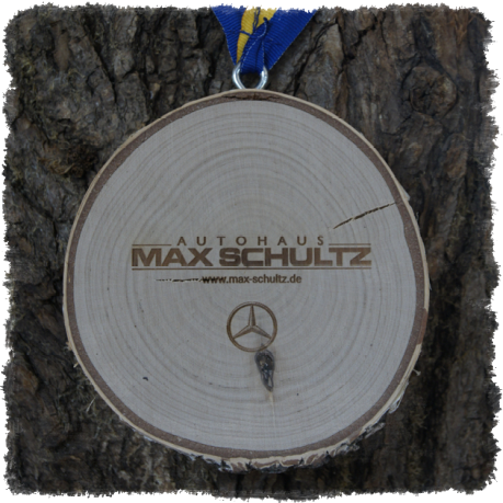 Holzmedaille Holzmedaille Baumscheibenmedaille Birke mit Rinde, Neureuth Sprint 2016
