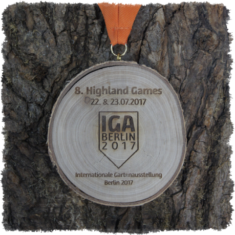 Holzmedaille Holzmedaille Baumscheibenmedaille Birke mit Rinde, Neureuth Sprint 2016