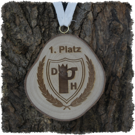 Holzmedaille Holzmedaille Baumscheibenmedaille Birke mit Rinde, Neureuth Sprint 2016