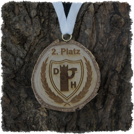Holzmedaille Holzmedaille Baumscheibenmedaille Birke mit Rinde, Neureuth Sprint 2016
