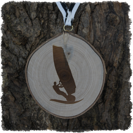 Holzmedaille Holzmedaille Baumscheibenmedaille Birke mit Rinde, Neureuth Sprint 2016