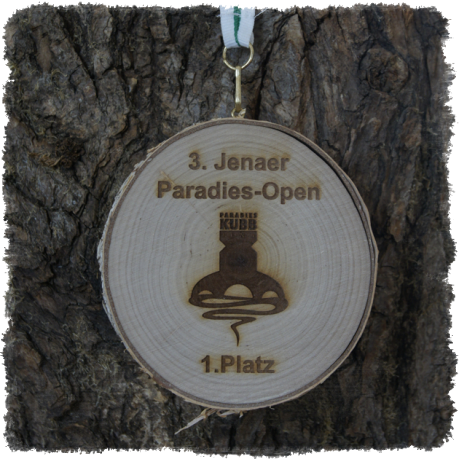 Holzmedaille Holzmedaille Baumscheibenmedaille Birke mit Rinde, Neureuth Sprint 2016