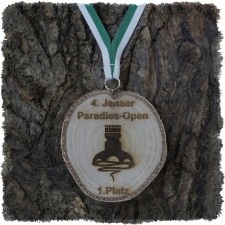 Holzmedaille Holzmedaille Baumscheibenmedaille Birke mit Rinde, Neureuth Sprint 2016