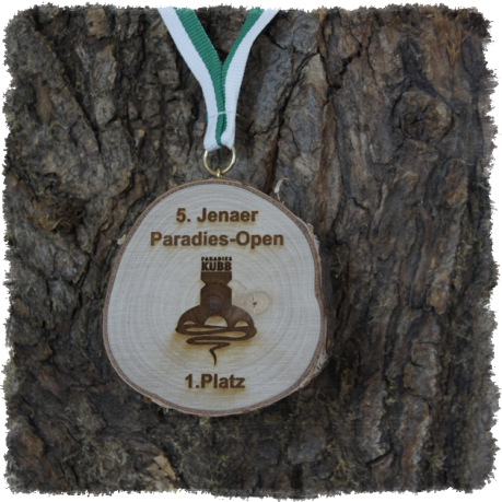 Holzmedaille Holzmedaille Baumscheibenmedaille Birke mit Rinde, Neureuth Sprint 2016