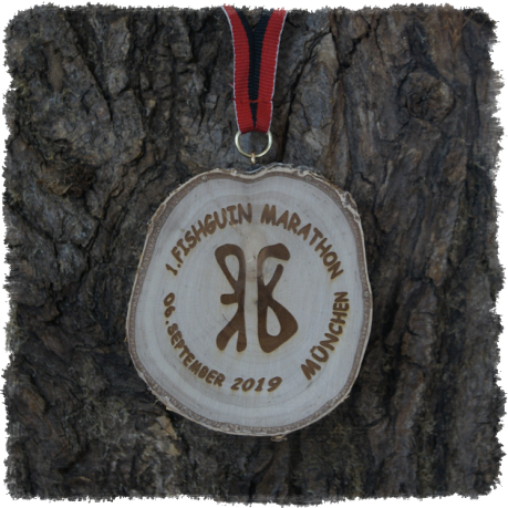 Holzmedaille Holzmedaille Baumscheibenmedaille Birke mit Rinde, Neureuth Sprint 2016