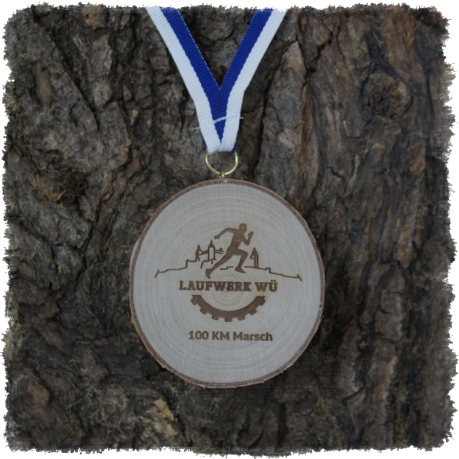 Holzmedaille Holzmedaille Baumscheibenmedaille Birke mit Rinde, Neureuth Sprint 2016