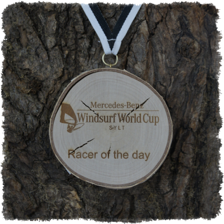 Holzmedaille Holzmedaille Baumscheibenmedaille Birke mit Rinde, Neureuth Sprint 2016