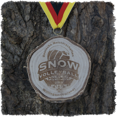 Holzmedaille Holzmedaille Baumscheibenmedaille Birke mit Rinde, Neureuth Sprint 2016