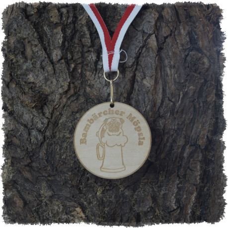 Sperrholzmedaille, Holzmedaille rund 45 mm.