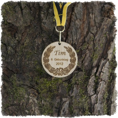 Sperrholzmedaille, Holzmedaille rund 45 mm.