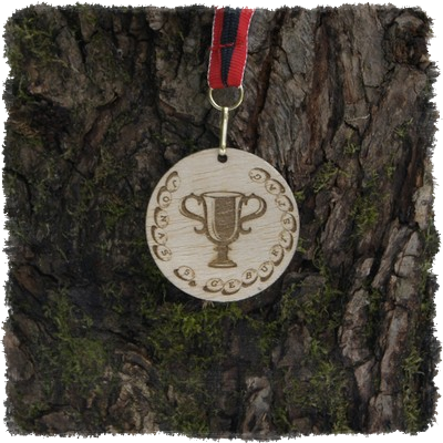 Sperrholzmedaille, Holzmedaille rund 50 mm.