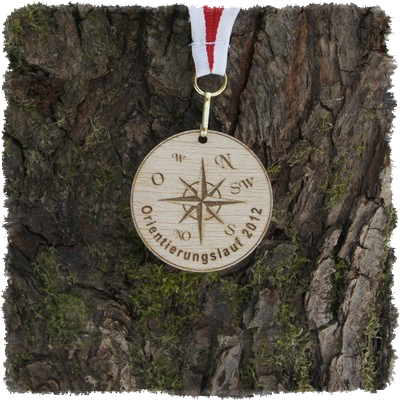 Sperrholzmedaille, Holzmedaille rund 50 mm.