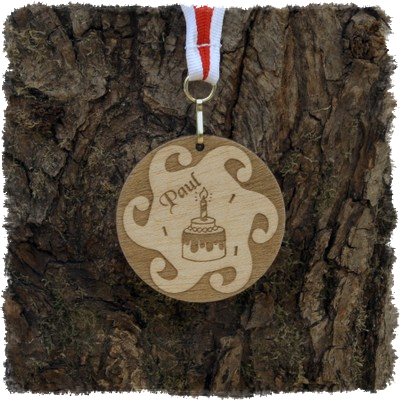 Sperrholzmedaille, Holzmedaille rund 60 mm.