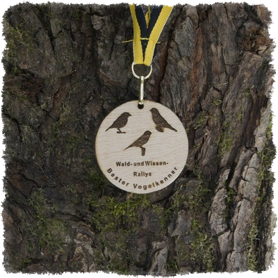 Sperrholzmedaille, Holzmedaille rund 50 mm.