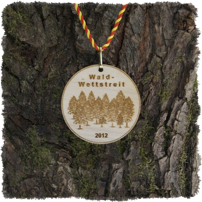 Sperrholzmedaille, Holzmedaille rund 60 mm.