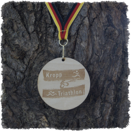 Sperrholzmedaille, Holzmedaille rund 65 mm.