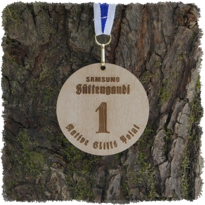 Sperrholzmedaille, Holzmedaille rund 70 mm.