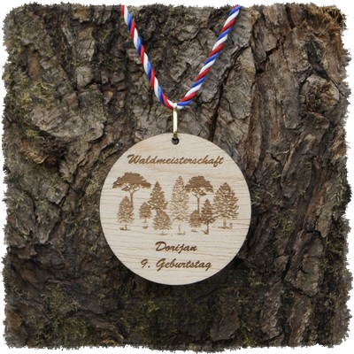 Sperrholzmedaille, Holzmedaille rund 60 mm.