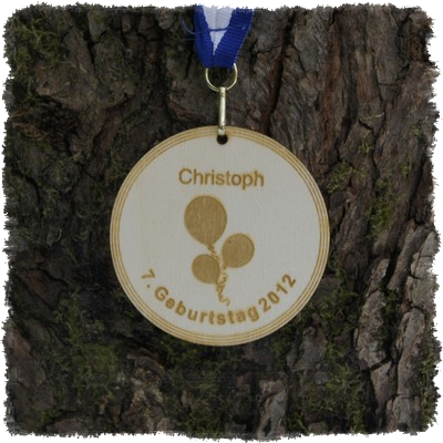 Sperrholzmedaille, Holzmedaille rund 70 mm.