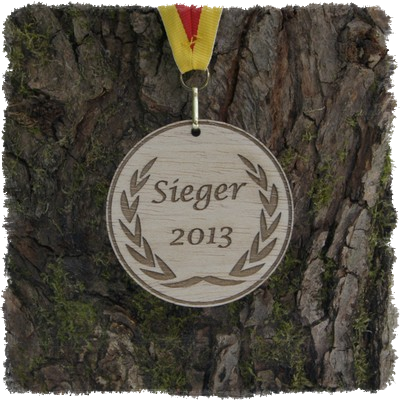 Sperrholzmedaille, Holzmedaille rund 70 mm.