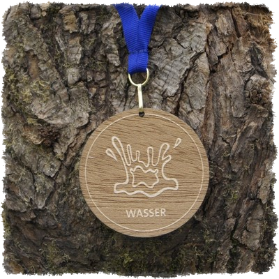 Sperrholzmedaille, Holzmedaille rund 70 mm, Kampfkunstschule Zorneding