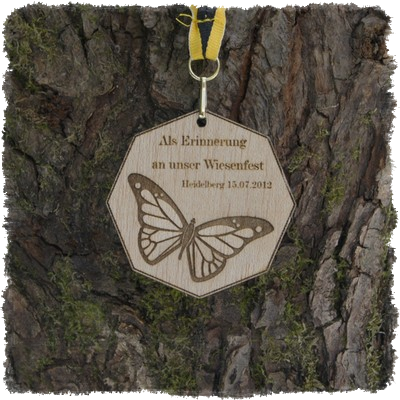 Sperrholzmedaille, Holzmedaille 8-eckig.