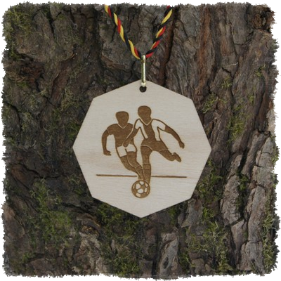 Sperrholzmedaille, Holzmedaille 8-eckig.
