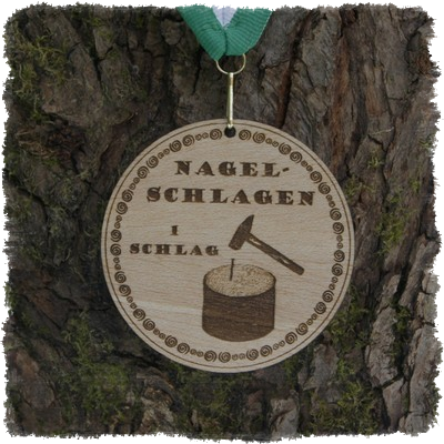 Sperrholzmedaille, Holzmedaille rund 80 mm.