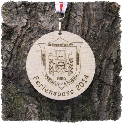 Sperrholzmedaille, Holzmedaille rund 80 mm.