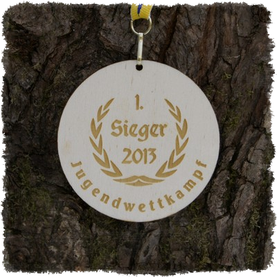 Sperrholzmedaille, Holzmedaille rund 80 mm.