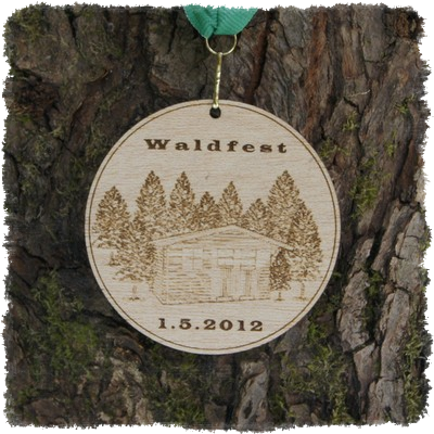 Sperrholzmedaille, Holzmedaille rund 80 mm.