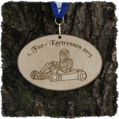 Sperrholzmedaille, Holzmedaille oval 105 x 70 mm.