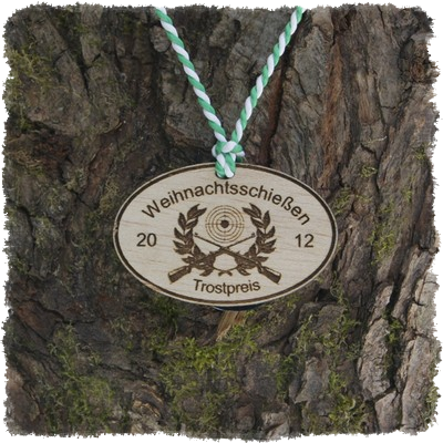 Sperrholzmedaille, Holzmedaille oval 70 x 45 mm.