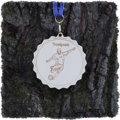 Sperrholzmedaille, Holzmedaille, Sonderform, Laserkonturgeschnitten.