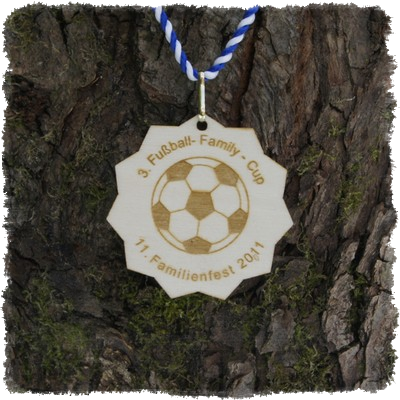 Sperrholzmedaille, Holzmedaille, Sonderform, Laserkonturgeschnitten.