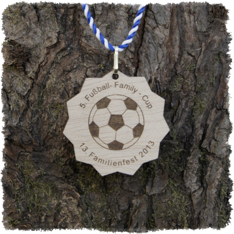 Sperrholzmedaille, Holzmedaille, Sonderform, Laserkonturgeschnitten.