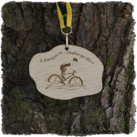 Sperrholzmedaille, Holzmedaille, Sonderform, Laserkonturgeschnitten.