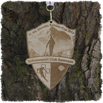 Sperrholzmedaille, Holzmedaille, Sonderform, Laserkonturgeschnitten.