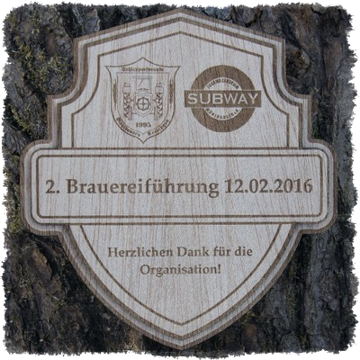 Sperrholzplakette, Holzplakettle, Sonderform, Laserkonturgeschnitten.